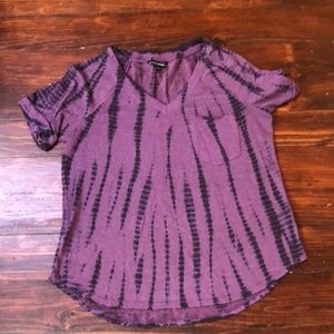 Rock & Republic Purple Tie-Dye Top, Size: L